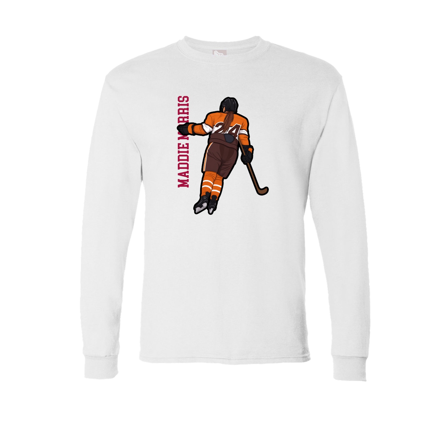 Long Sleeve Tee — Name Vertical in White