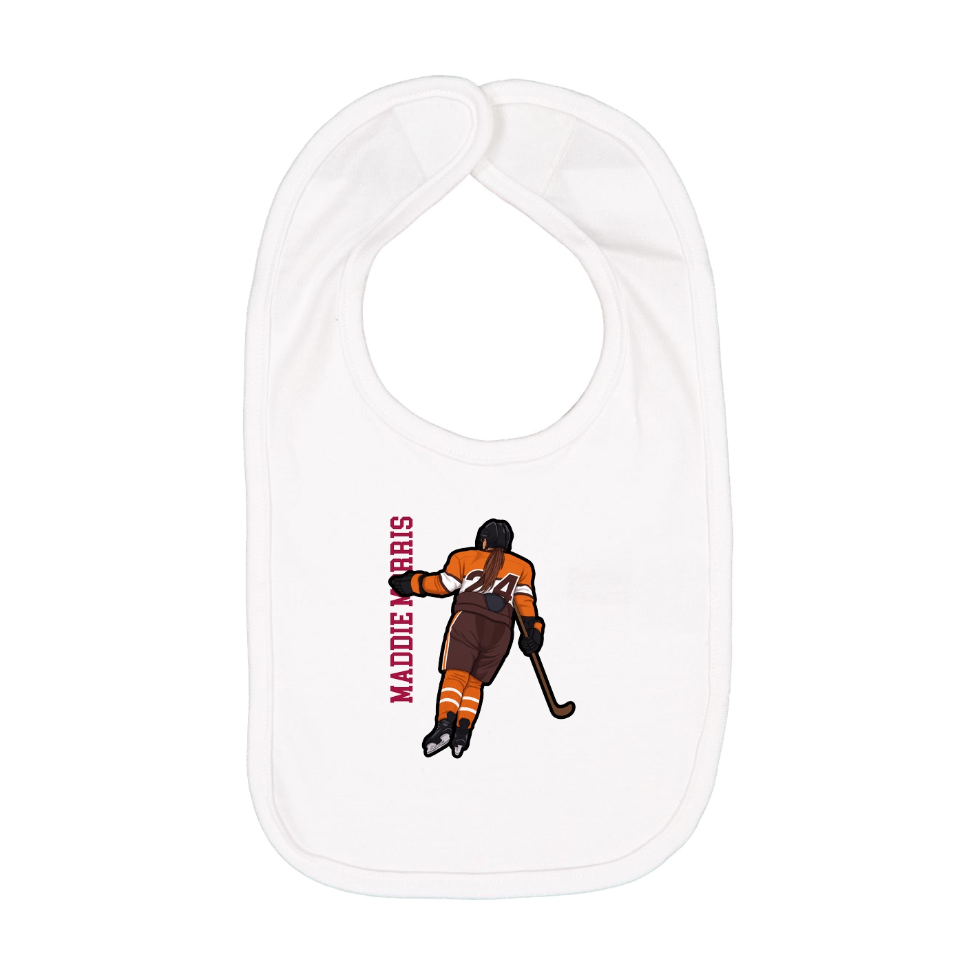 Infant Bib — Name Vertical in White