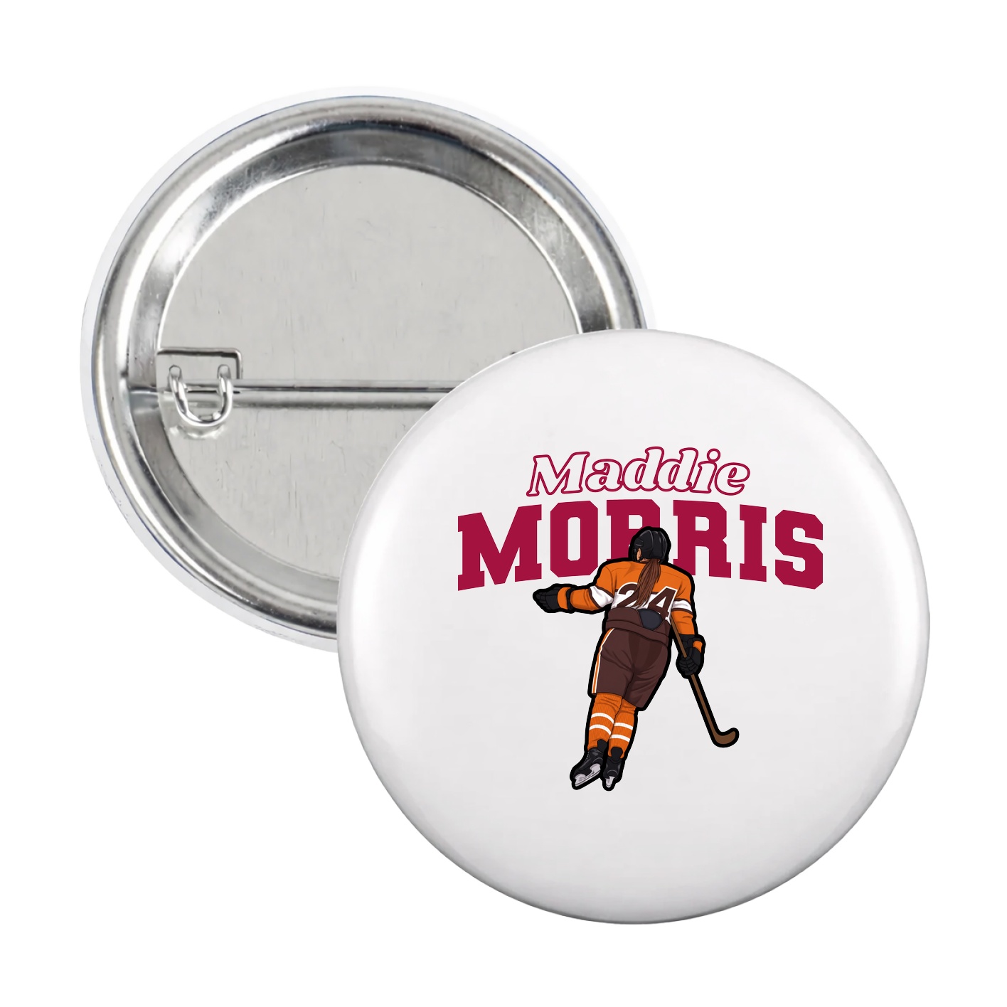 Game Day Button — Name Arch in White