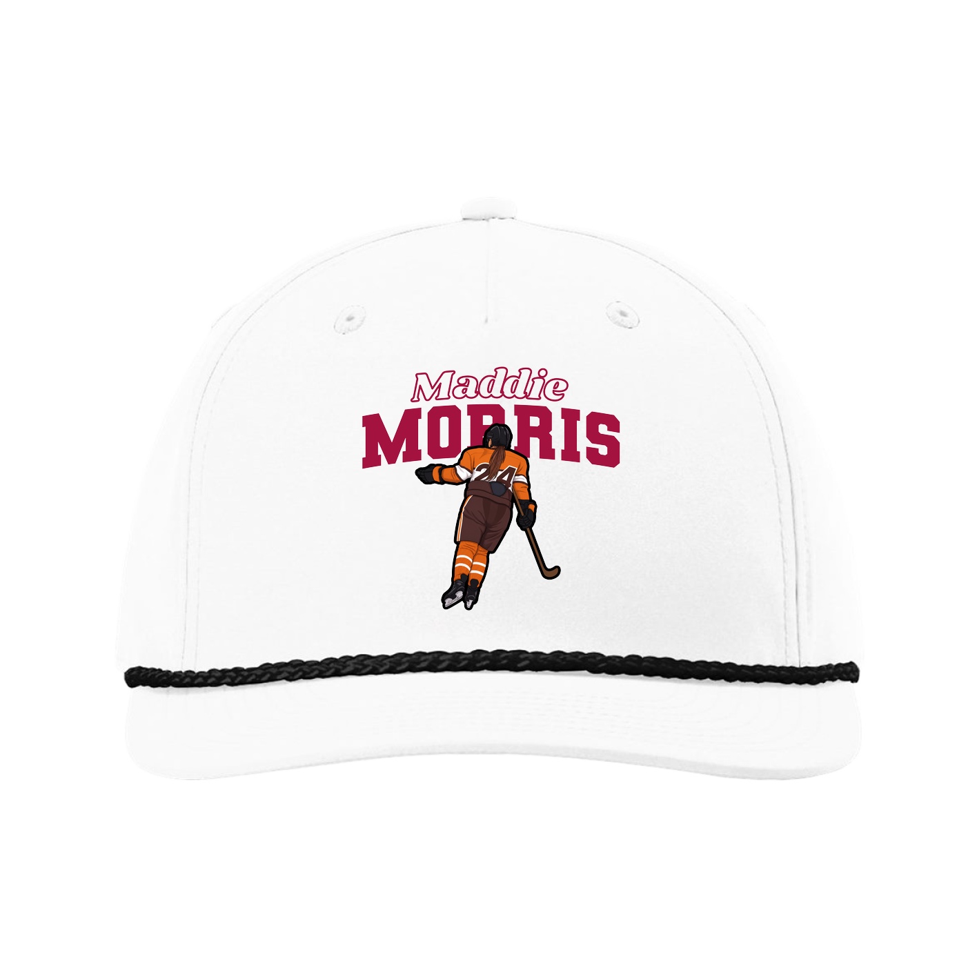 Five-Panel Classic Rope Cap — Name Arch in White
