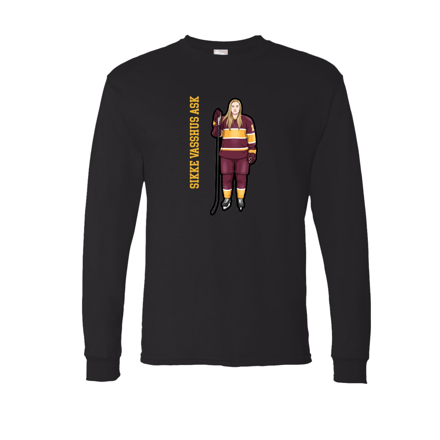 Long Sleeve Tee — Name Vertical in Black