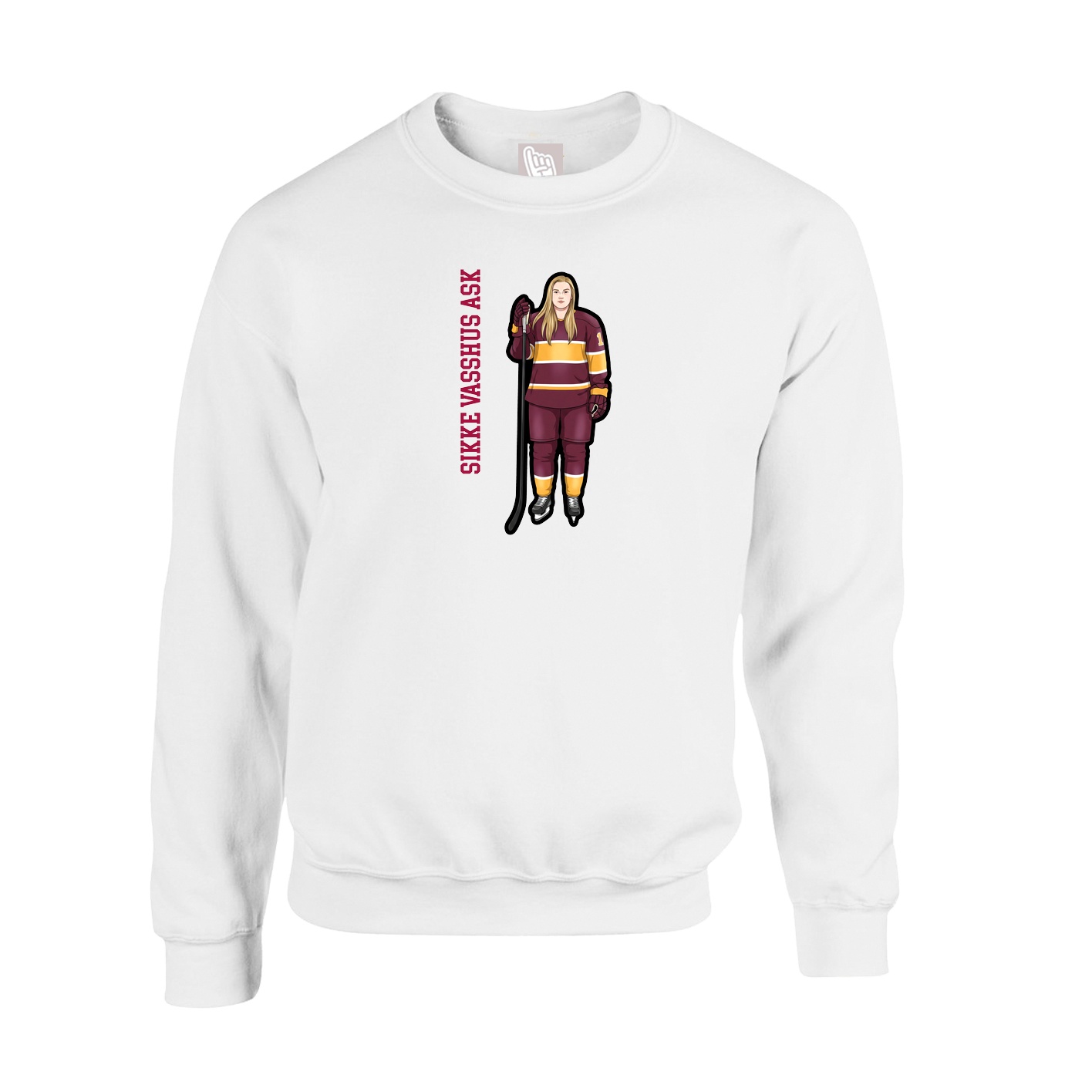 Fleece Crew — Name Vertical in White
