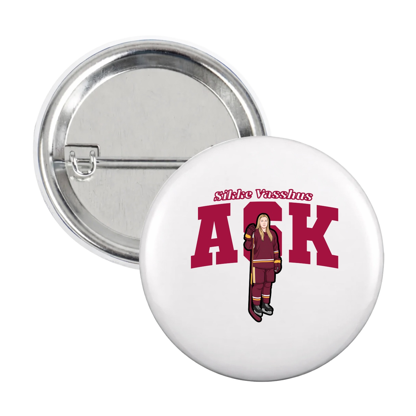 Game Day Button — Name Arch in White