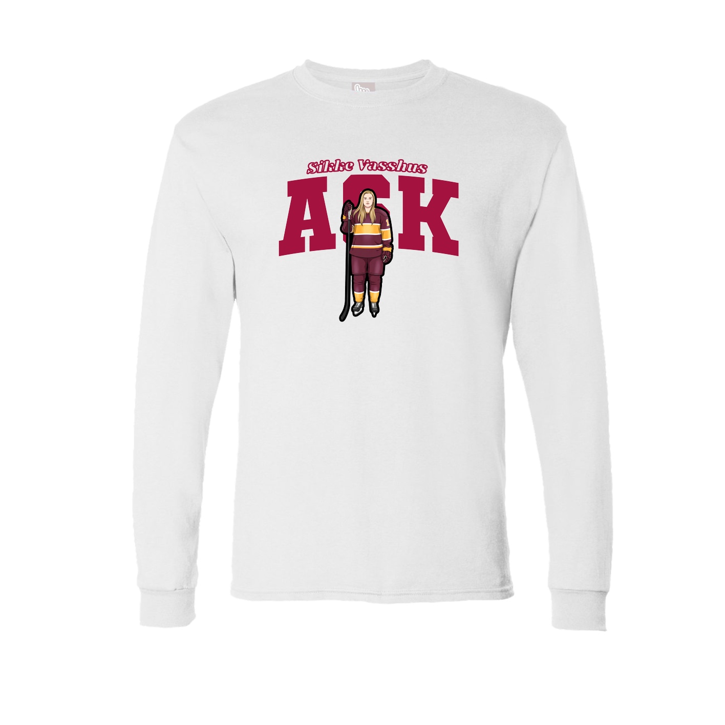 Long Sleeve Tee — Name Arch in White