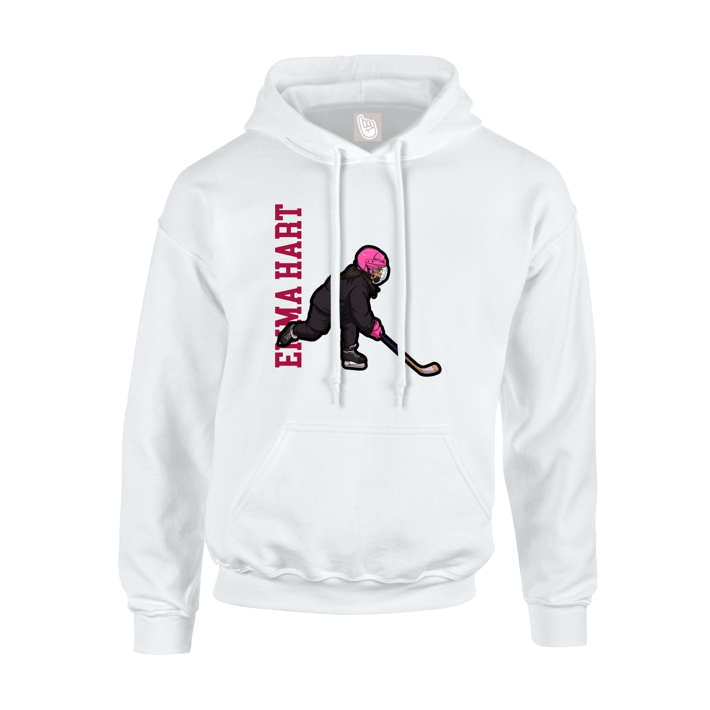 Youth Hoodie — Name Vertical in White