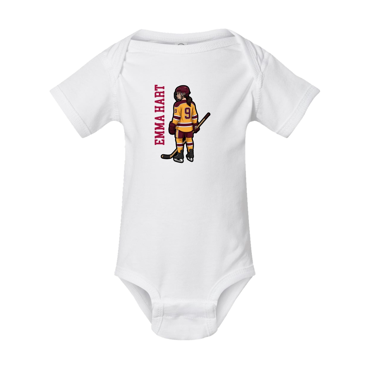 Baby Onesie — Name Vertical in White