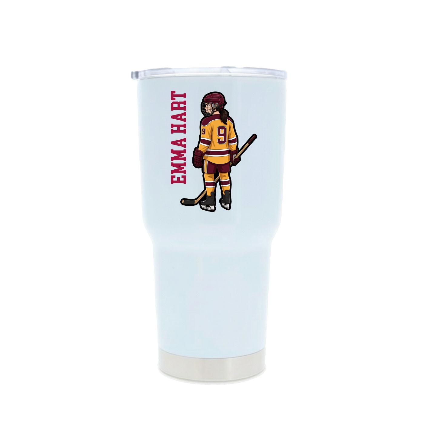 30oz Stainless Steel Tumbler — Name Vertical in White