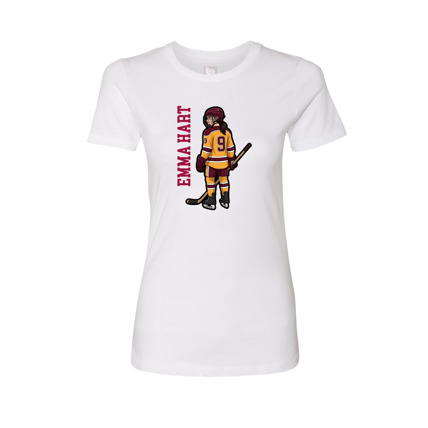Fitted Women's Tee — Name Vertical in White