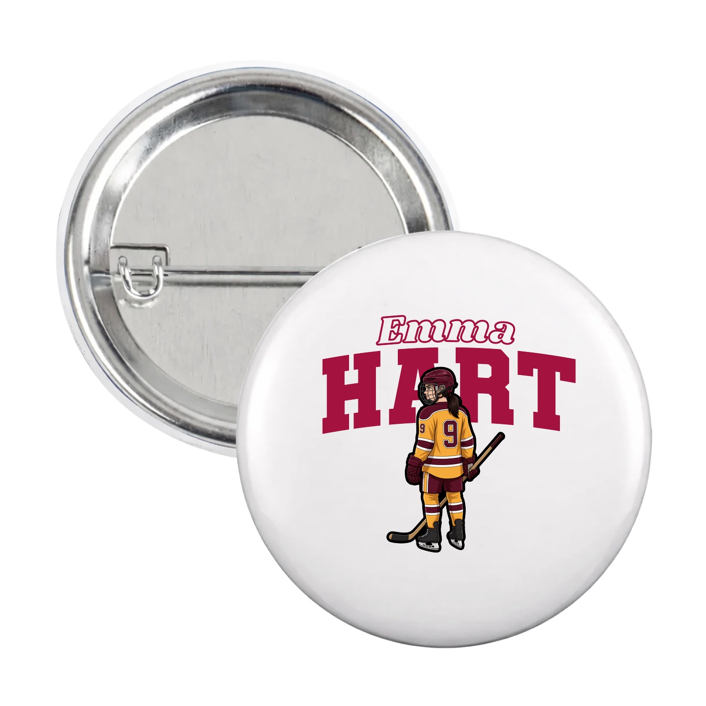Game Day Button — Name Arch in White