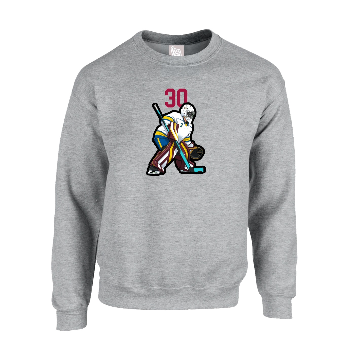 Fleece Crew — Number Top in Grey