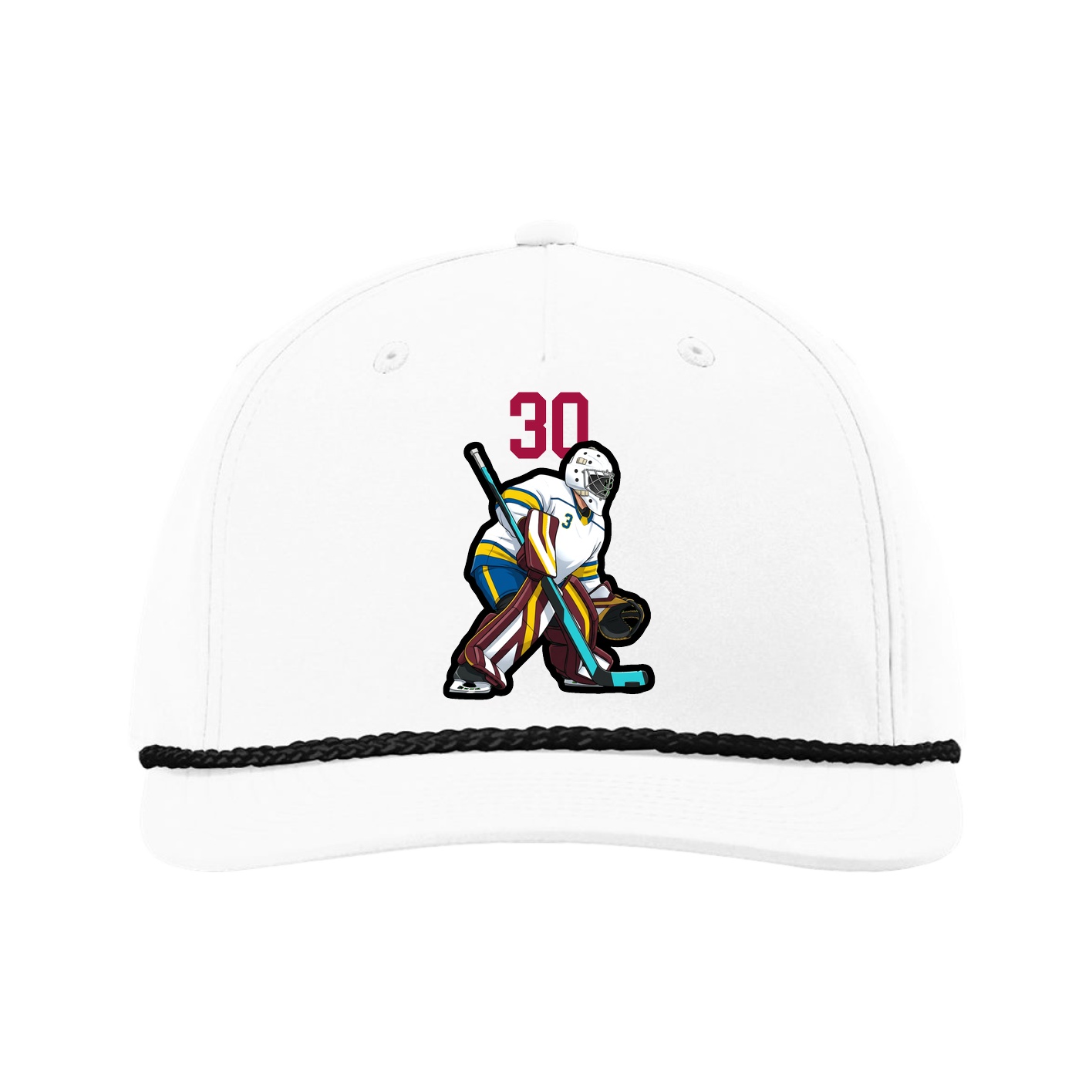 Five-Panel Classic Rope Cap — Number Top in White