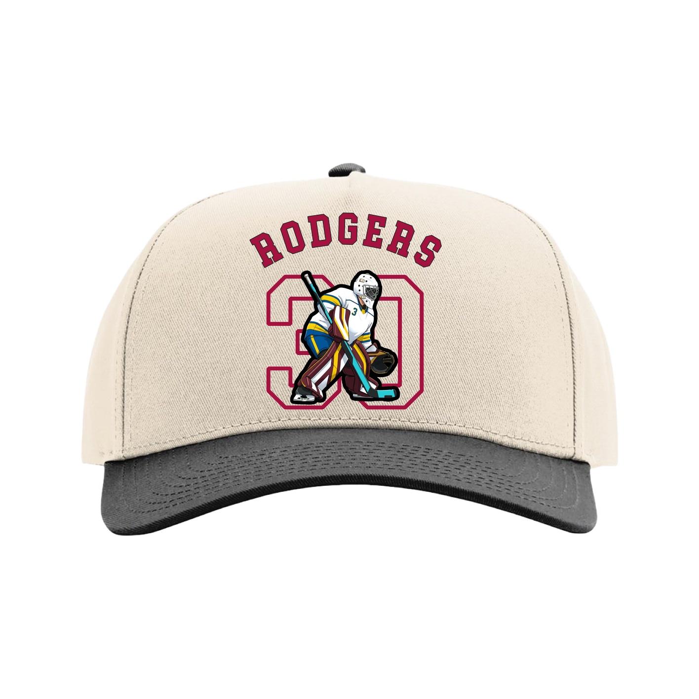 Full Fabric Five-Panel Champ Cap — Shirsey Arch in Cream/Black