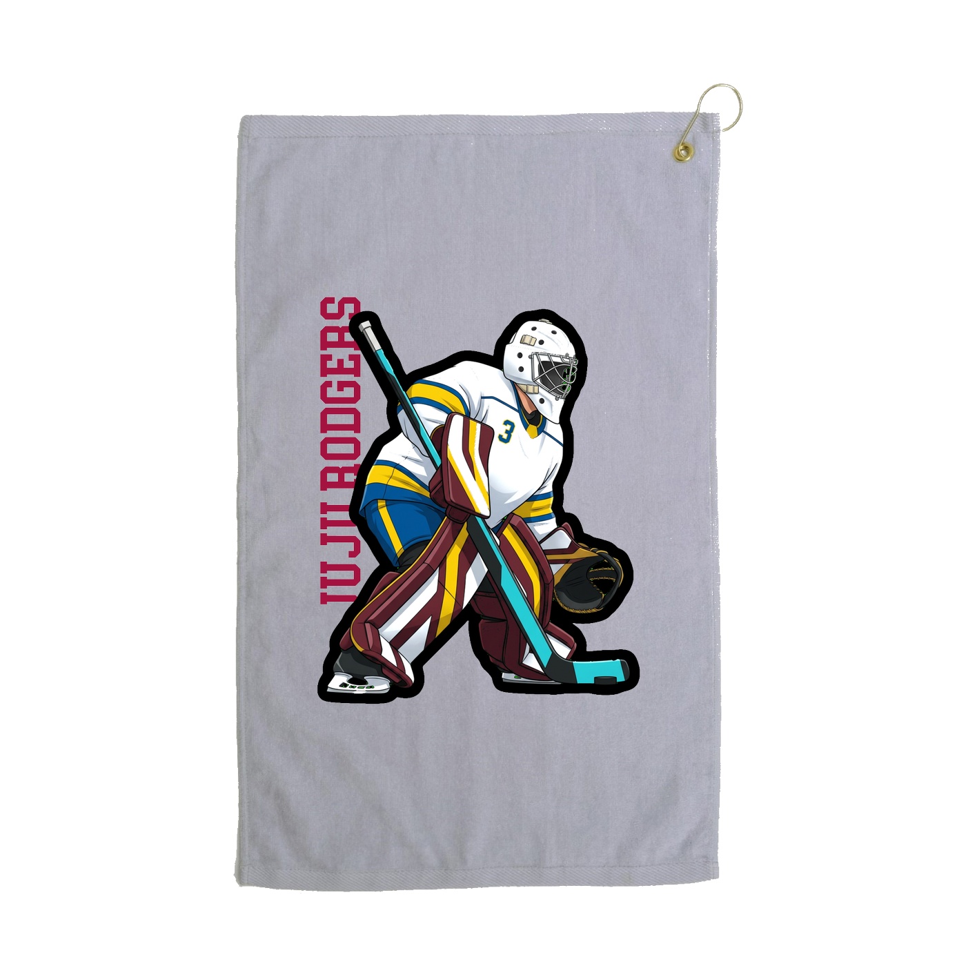 Golf Towel — Name Vertical in Grey