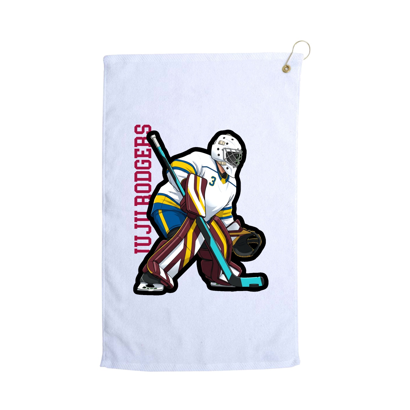 Golf Towel — Name Vertical in White