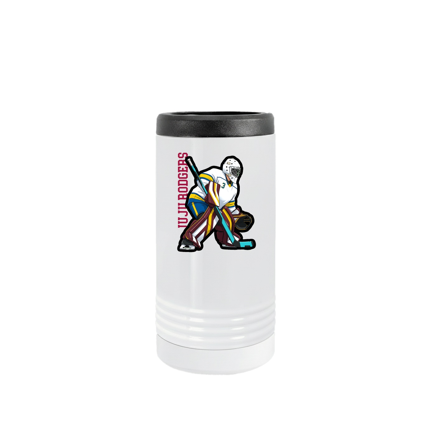 Slim Beverage Holder — Name Vertical in White