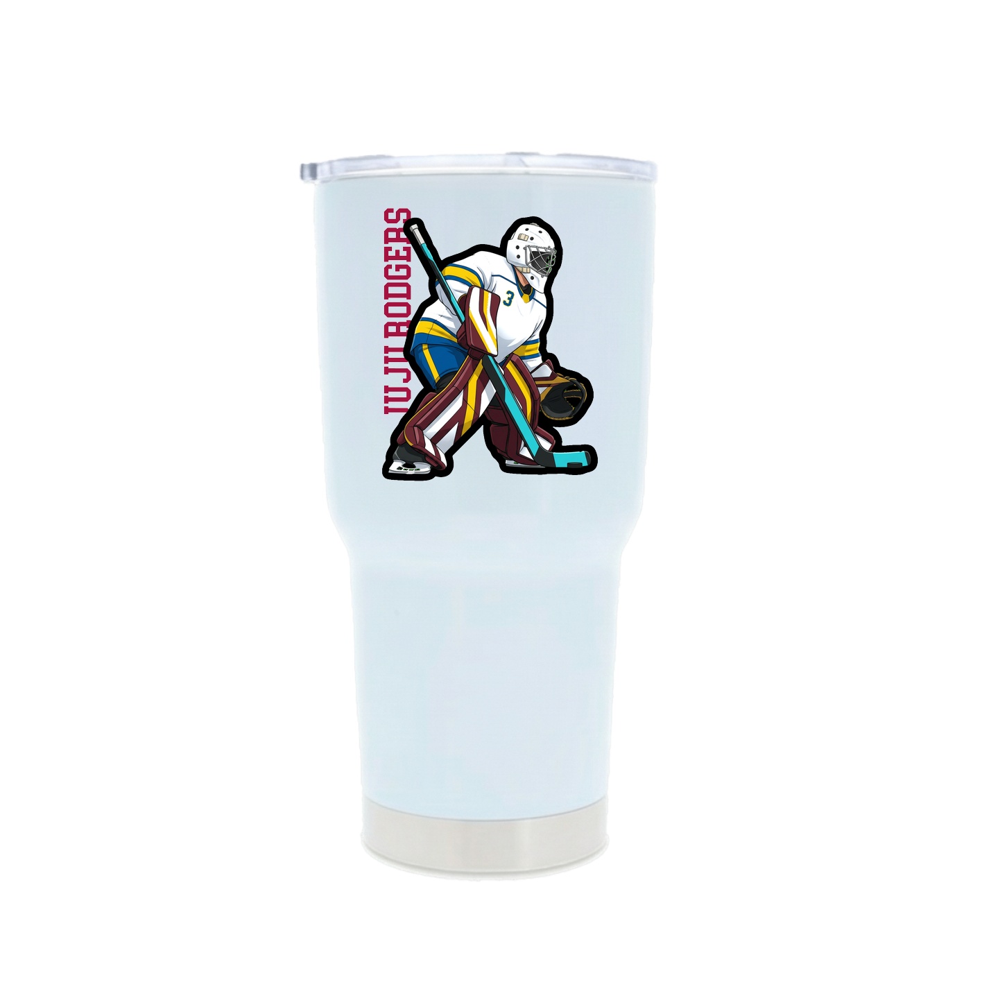 30oz Stainless Steel Tumbler — Name Vertical in White