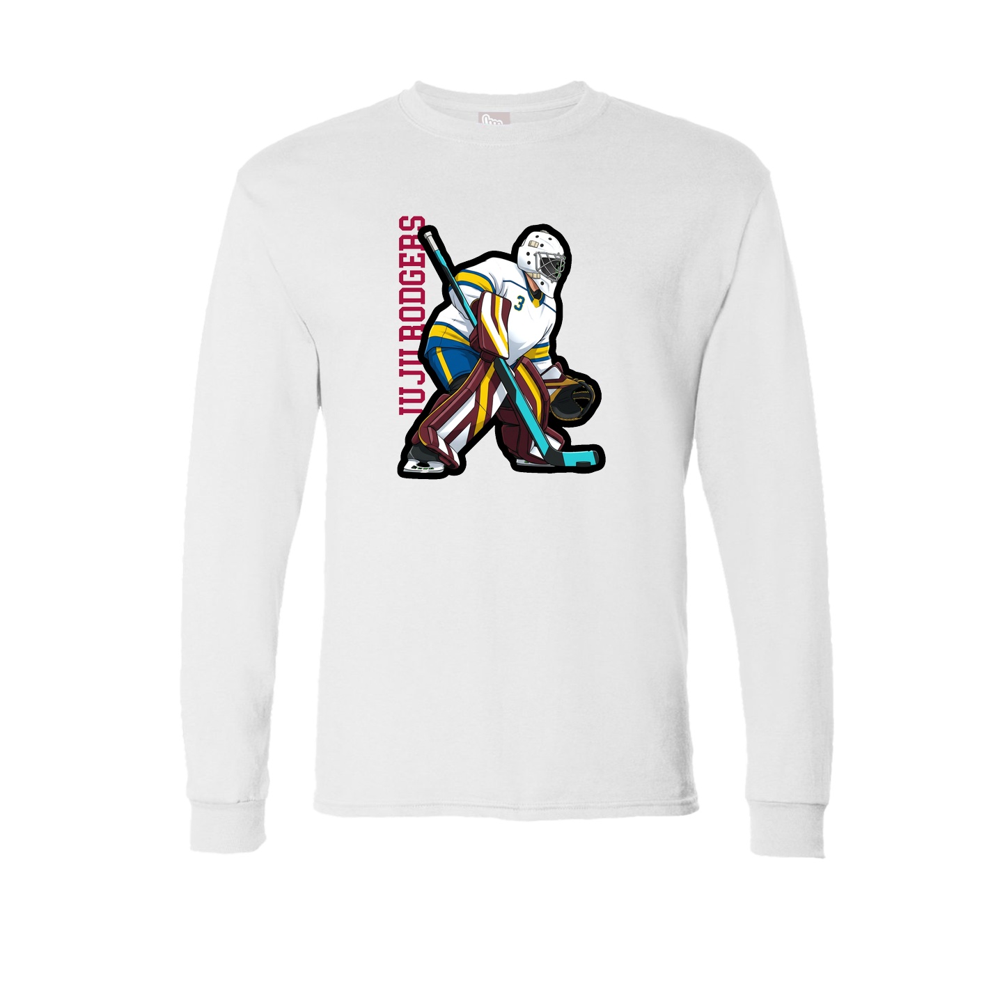 Long Sleeve Tee — Name Vertical in White