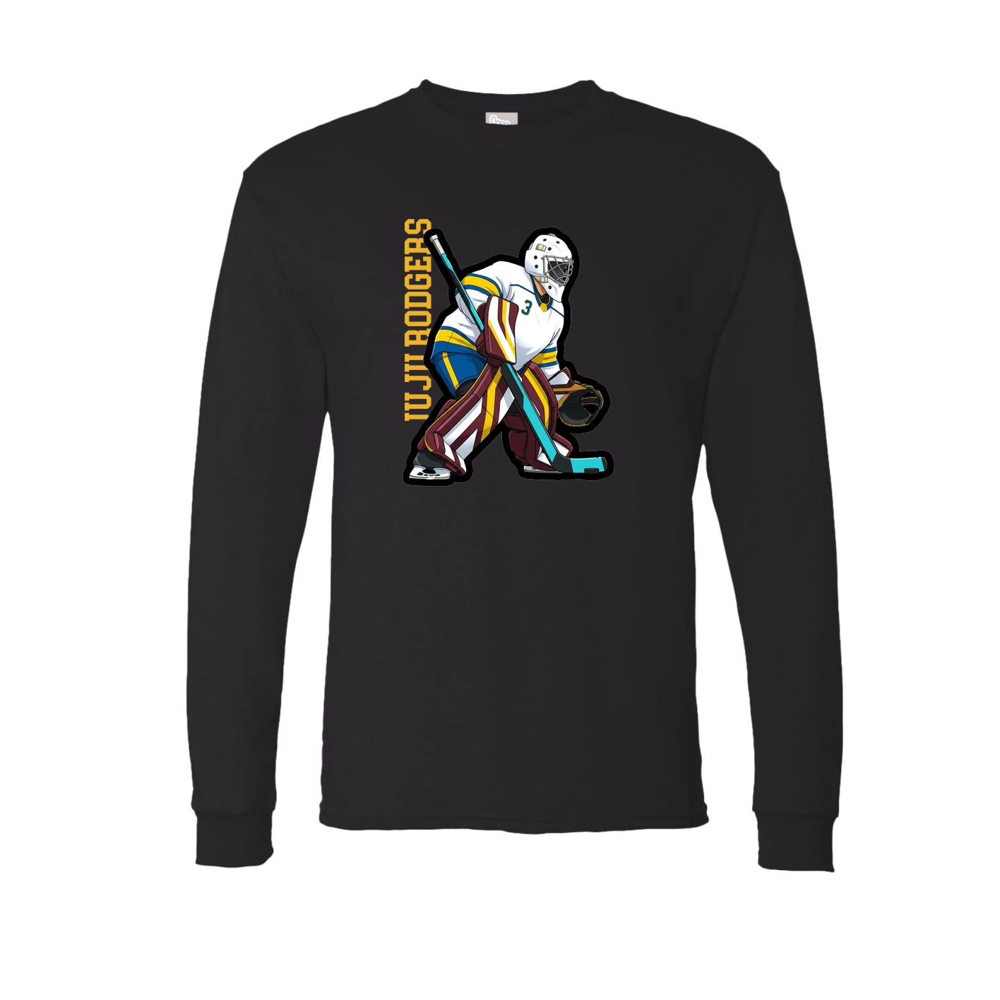 Long Sleeve Tee — Name Vertical in Black