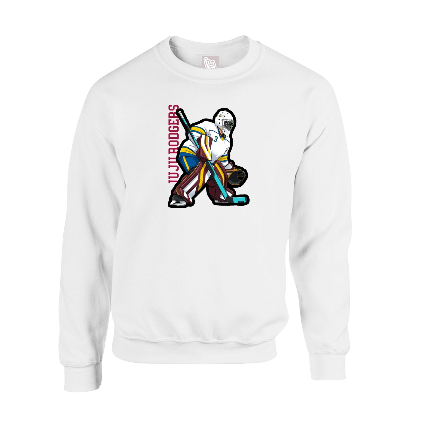 Fleece Crew — Name Vertical in White