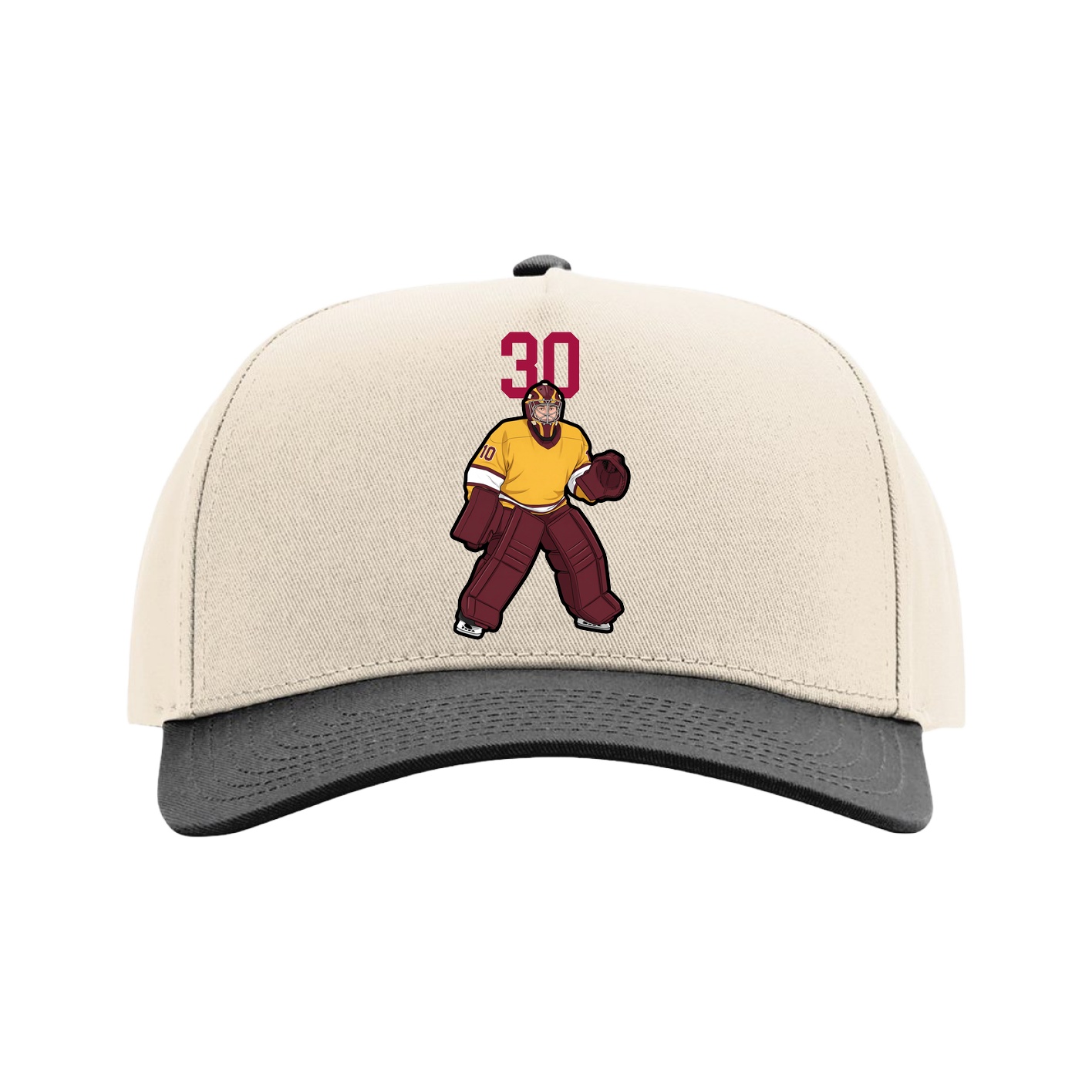 Full Fabric Five-Panel Champ Cap — Number Top in Cream/Black