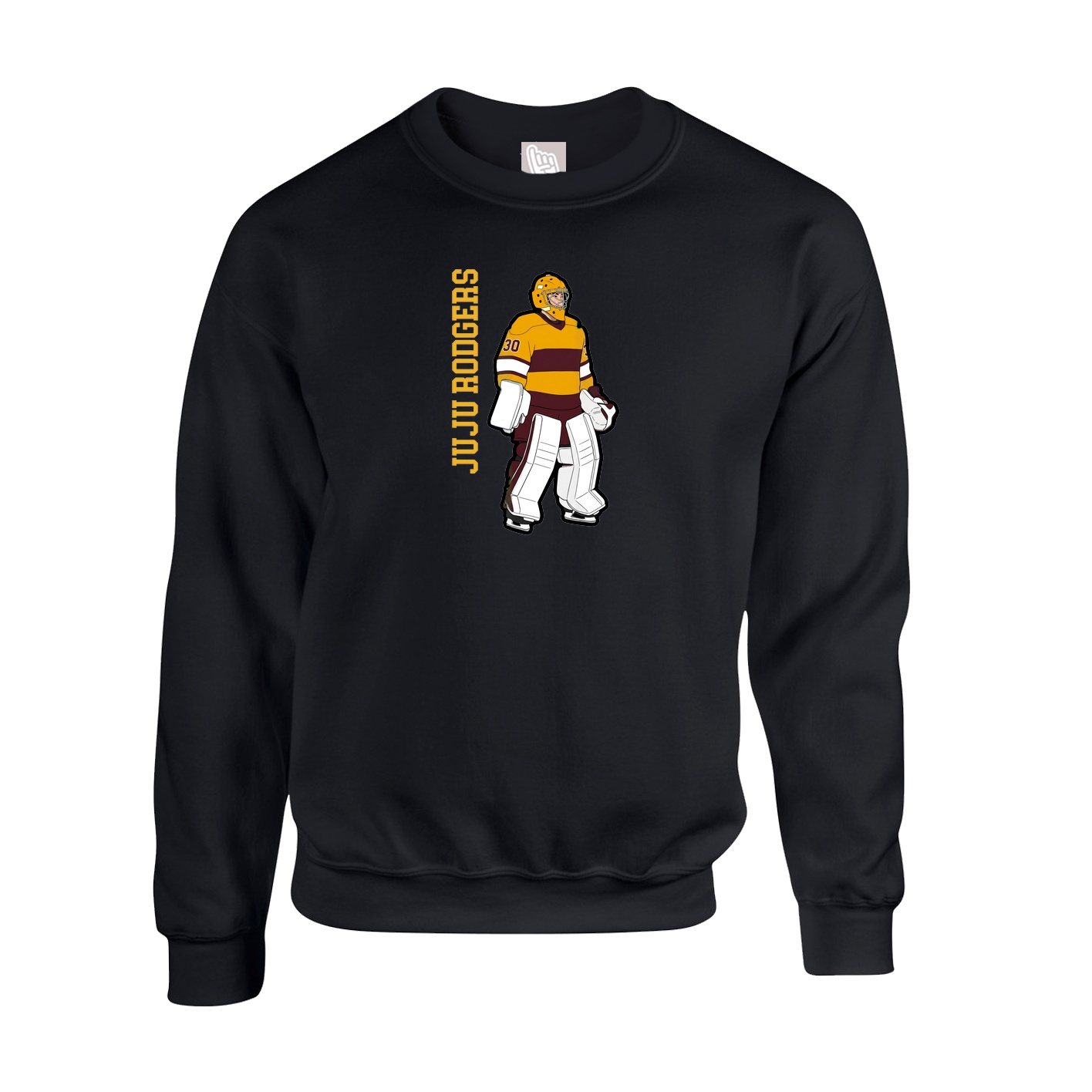 Fleece Crew — Name Vertical in Black