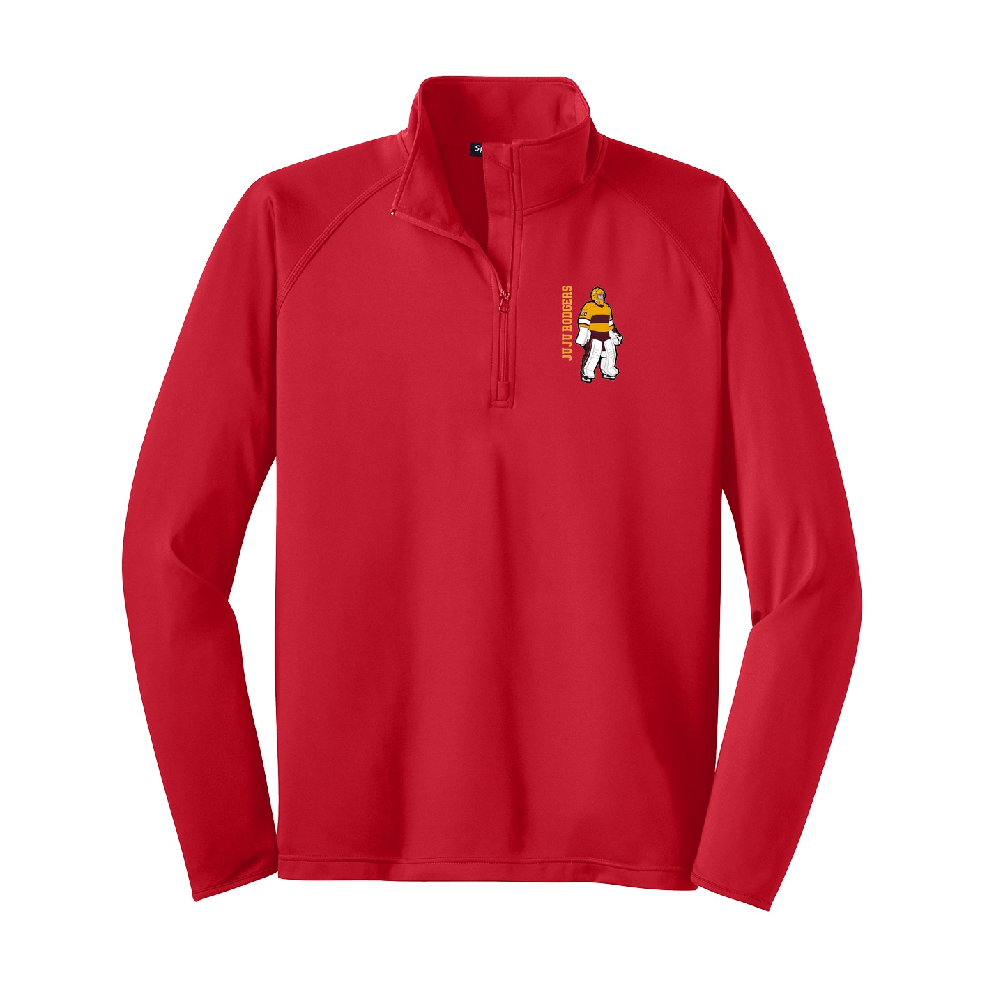 Q-Zip Pullover — Name Vertical in Red