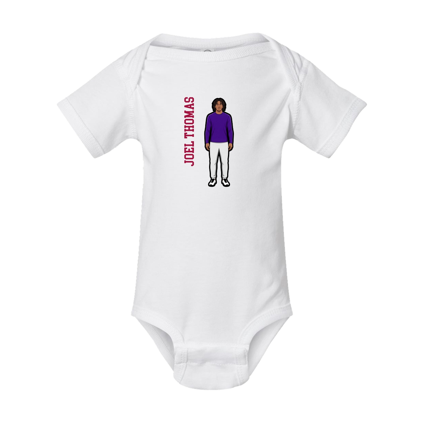Baby Onesie — Name Vertical in White