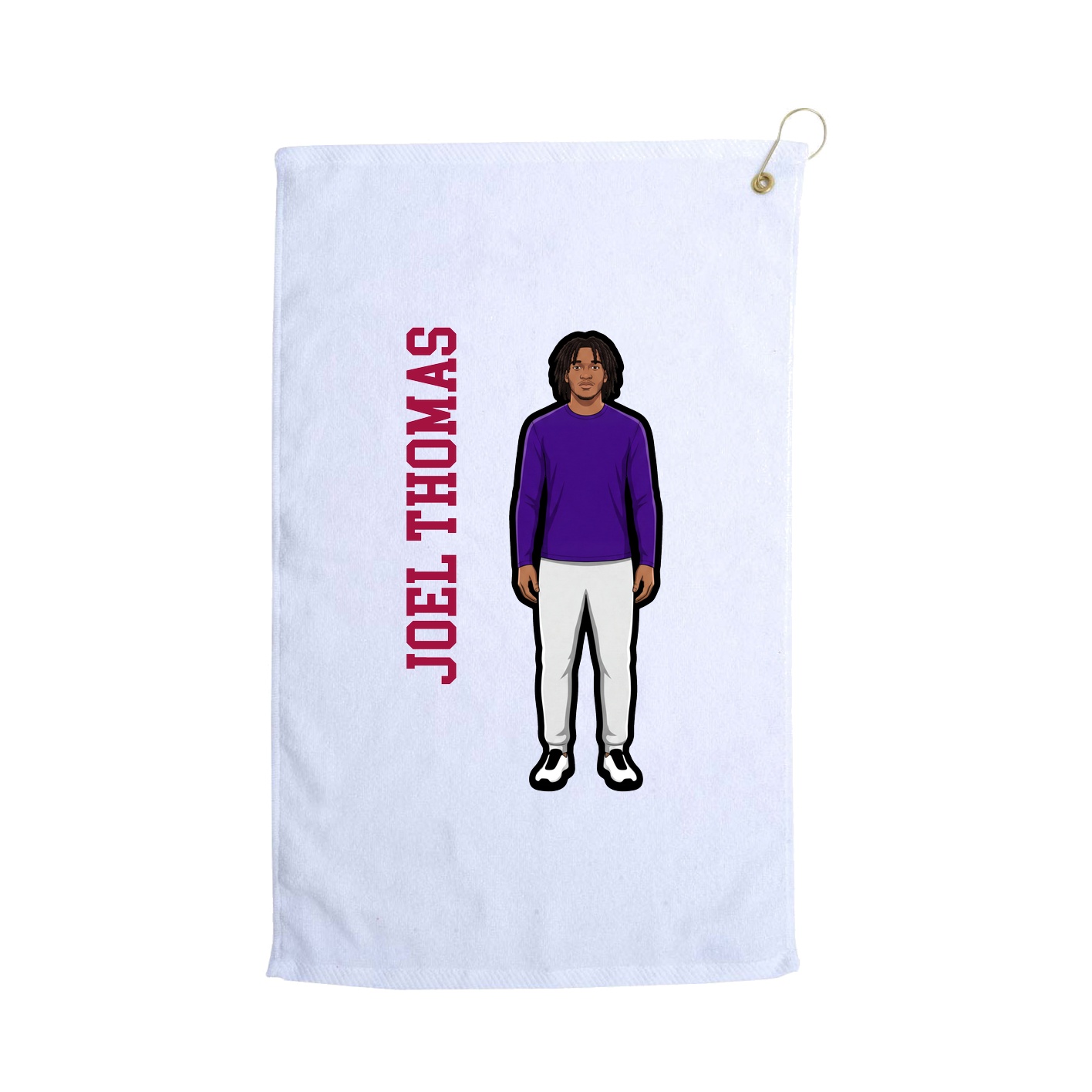 Golf Towel — Name Vertical in White