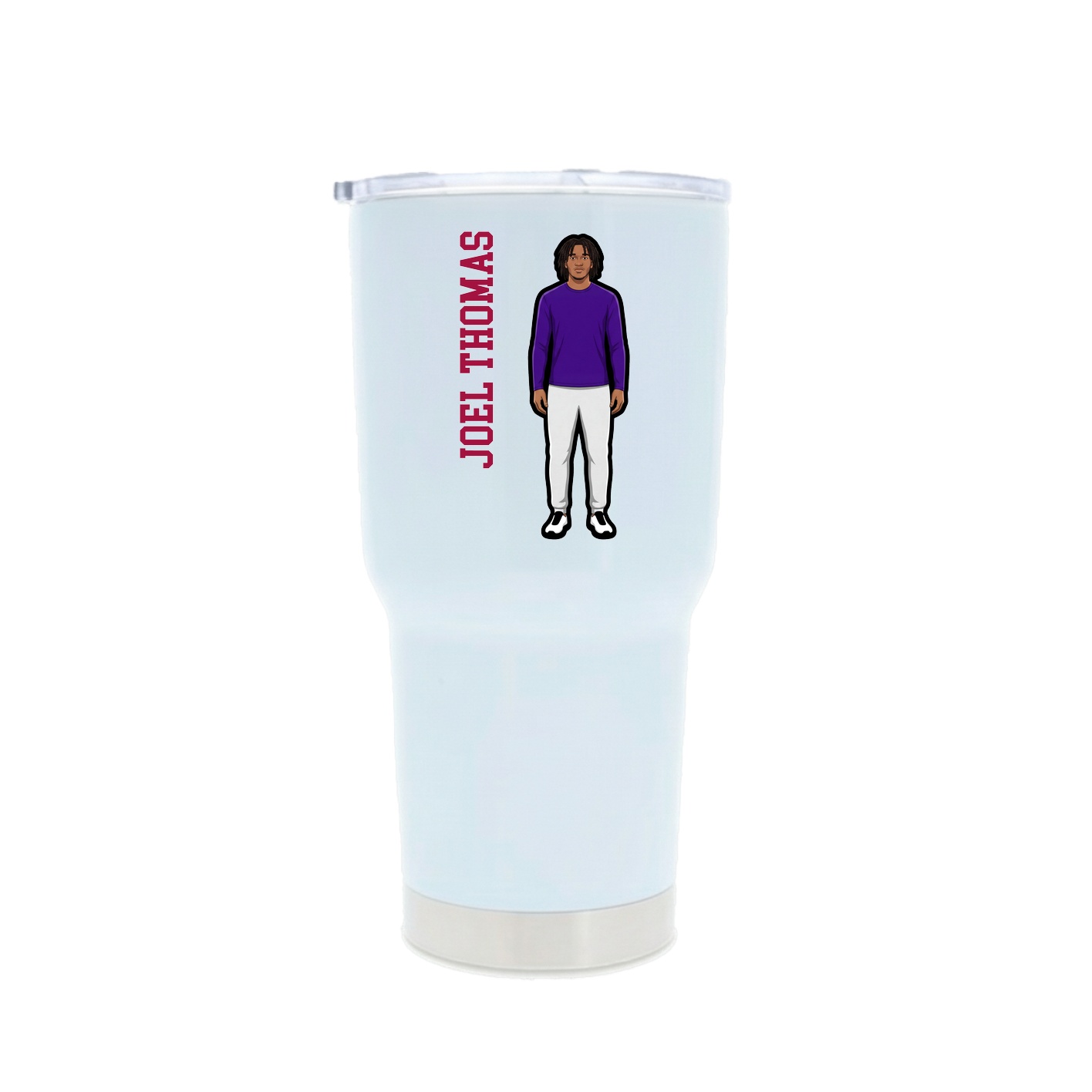 30oz Stainless Steel Tumbler — Name Vertical in White