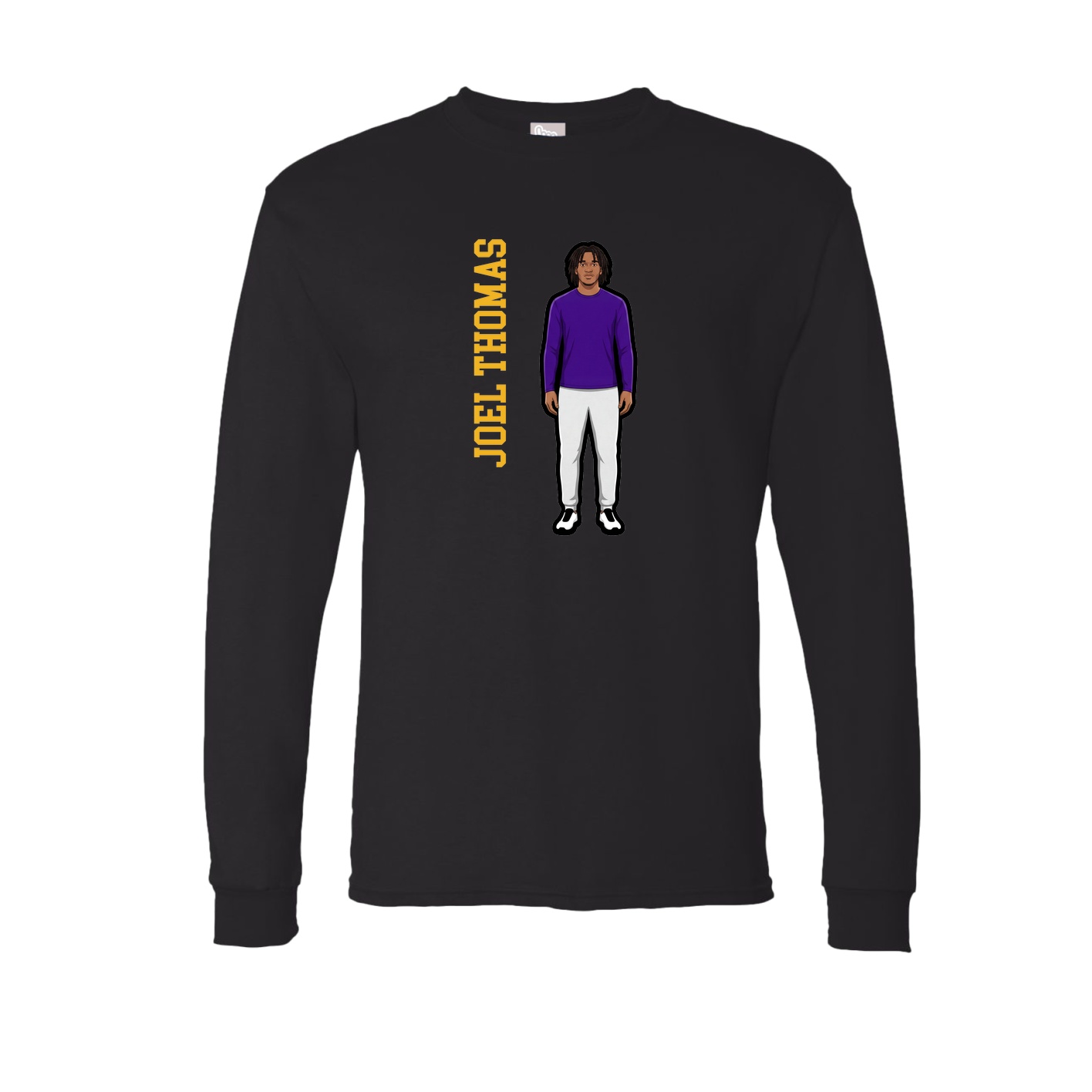 Long Sleeve Tee — Name Vertical in Black