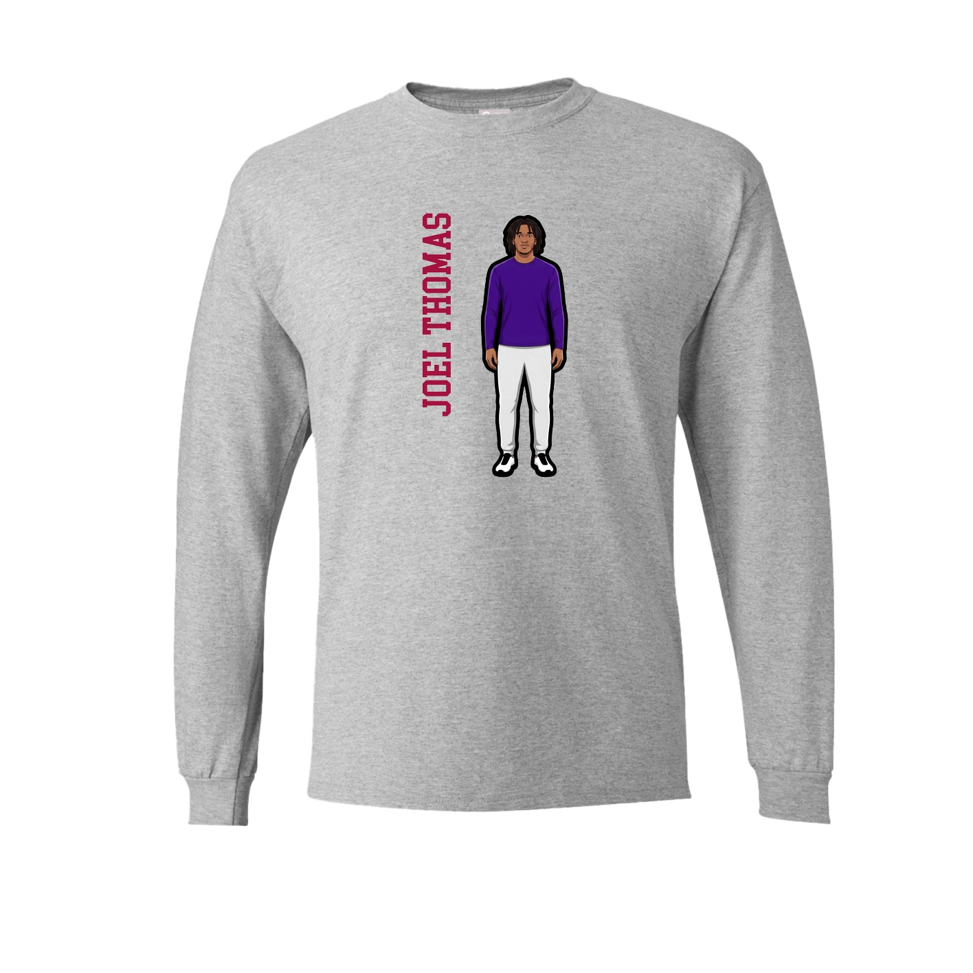 Long Sleeve Tee — Name Vertical in Grey