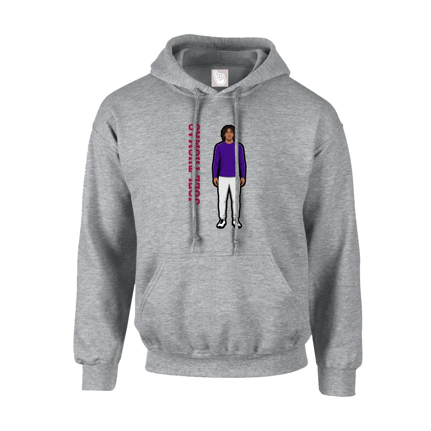 Hoodie — Name Vertical in Grey