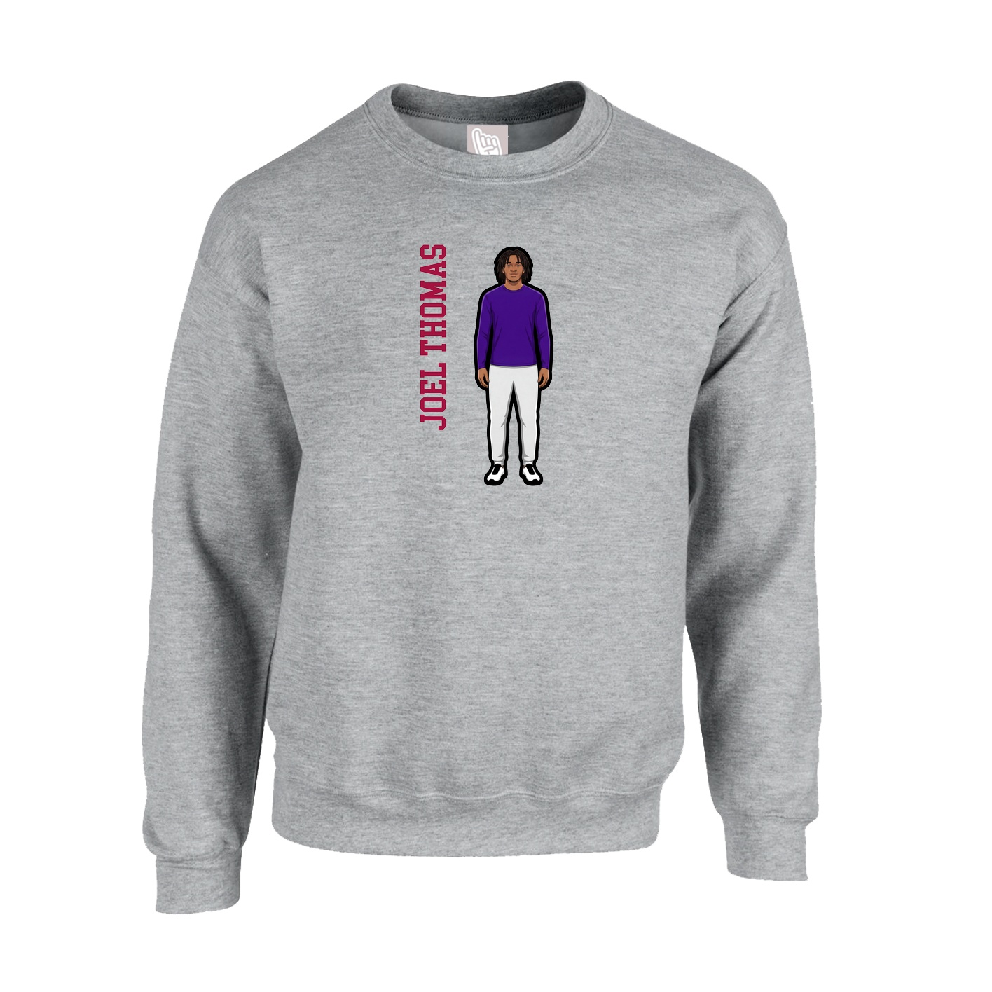 Fleece Crew — Name Vertical in Grey