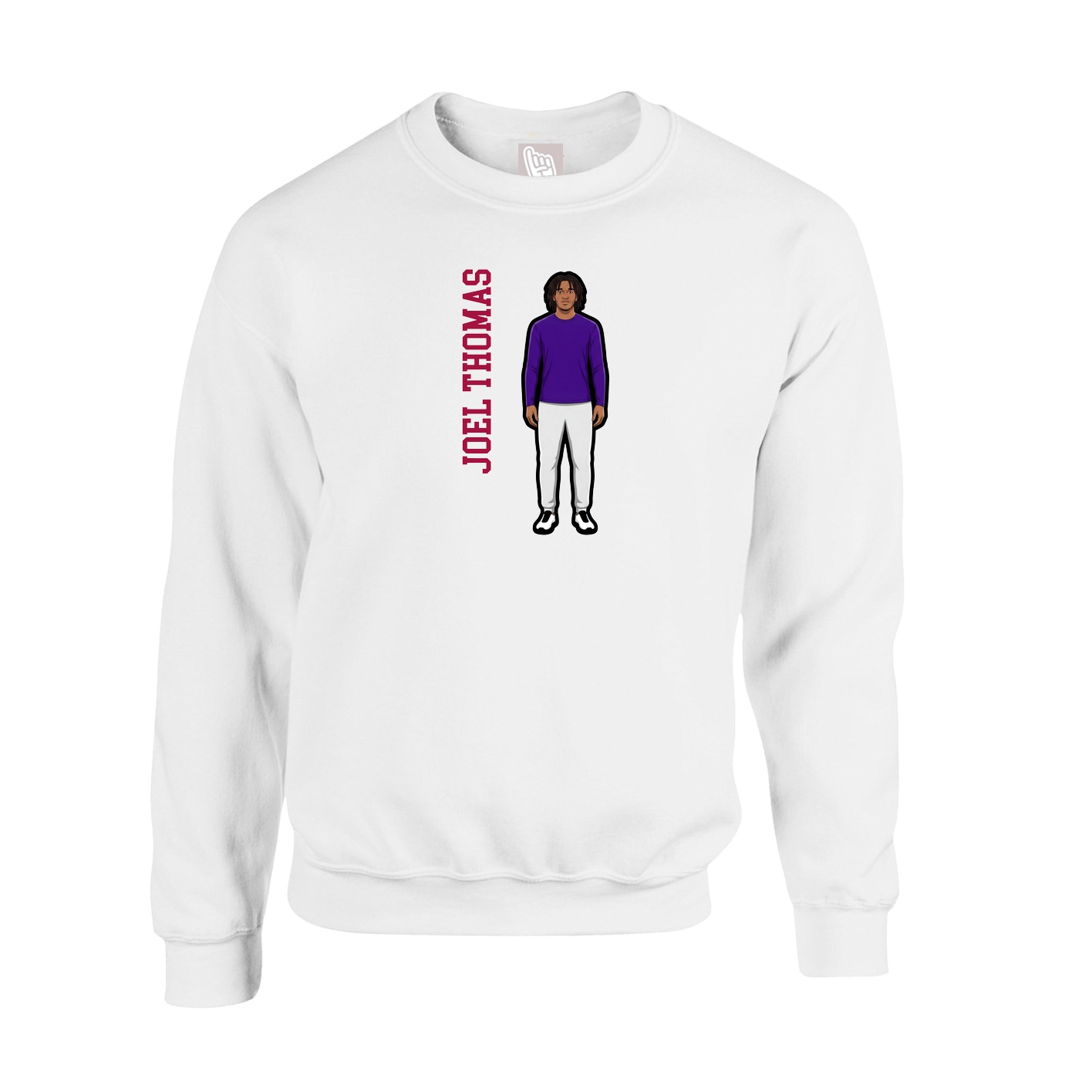 Fleece Crew — Name Vertical in White
