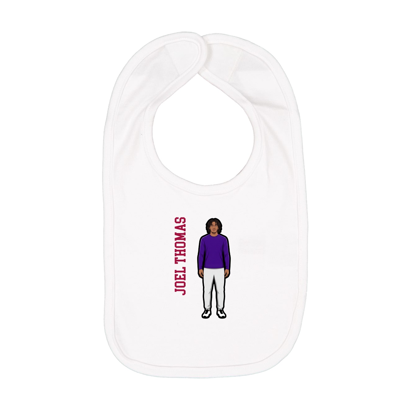 Infant Bib — Name Vertical in White