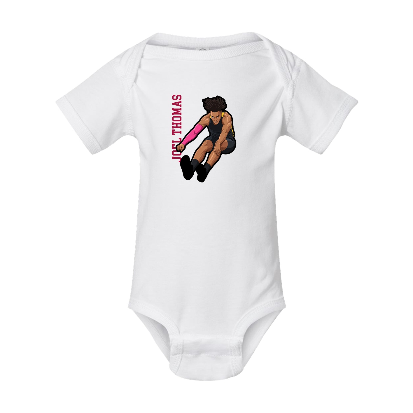 Baby Onesie — Name Vertical in White