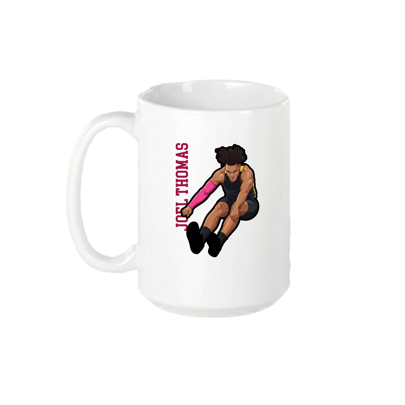 15oz Coffee Mug — Name Vertical in White