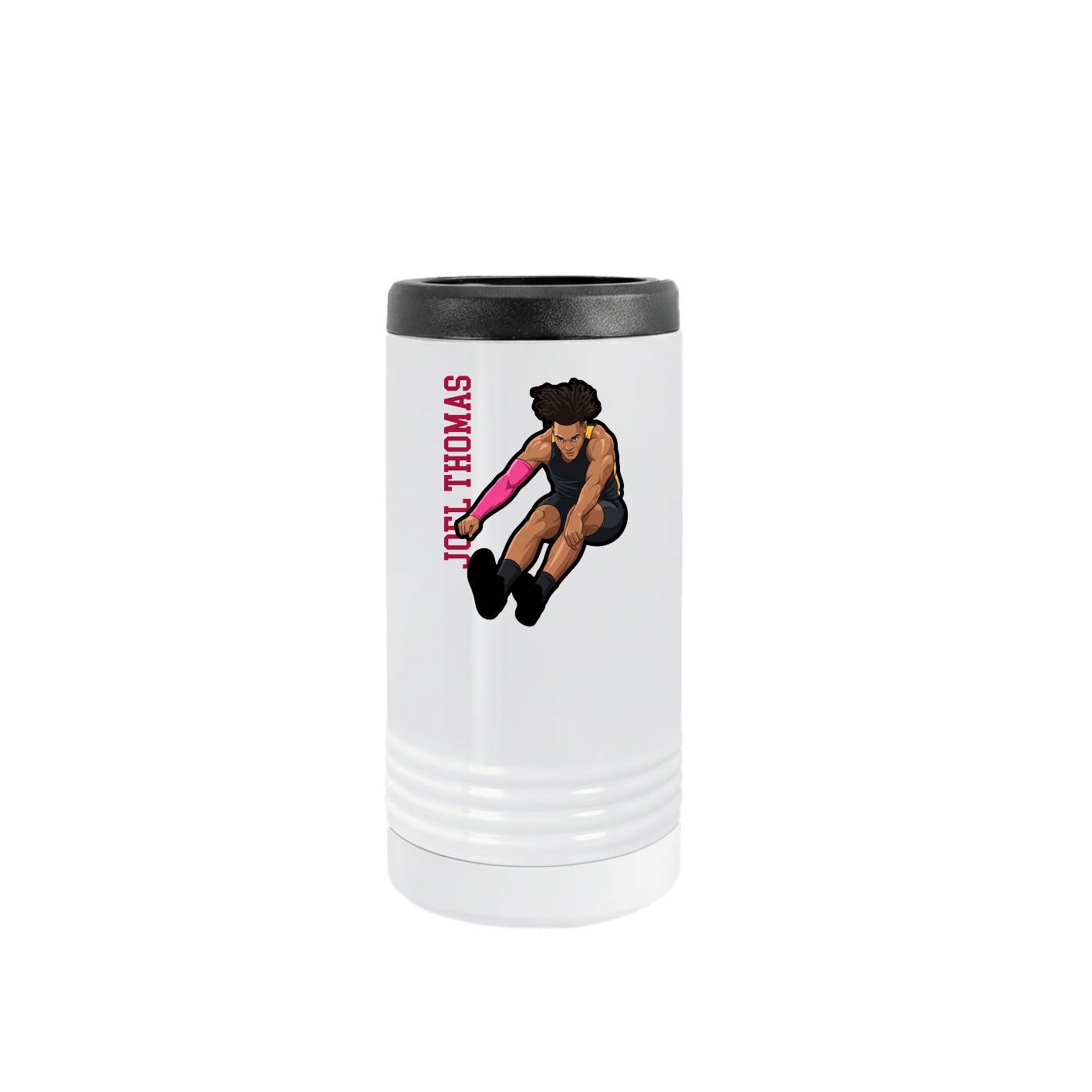 Slim Beverage Holder — Name Vertical in White