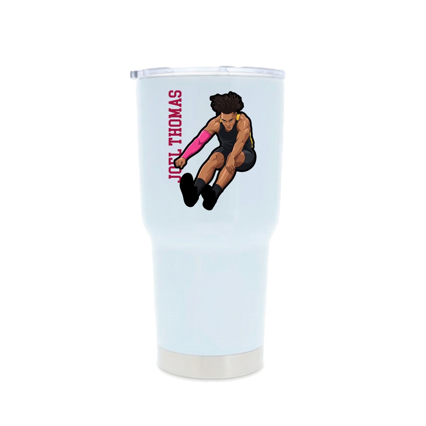 30oz Stainless Steel Tumbler — Name Vertical in White