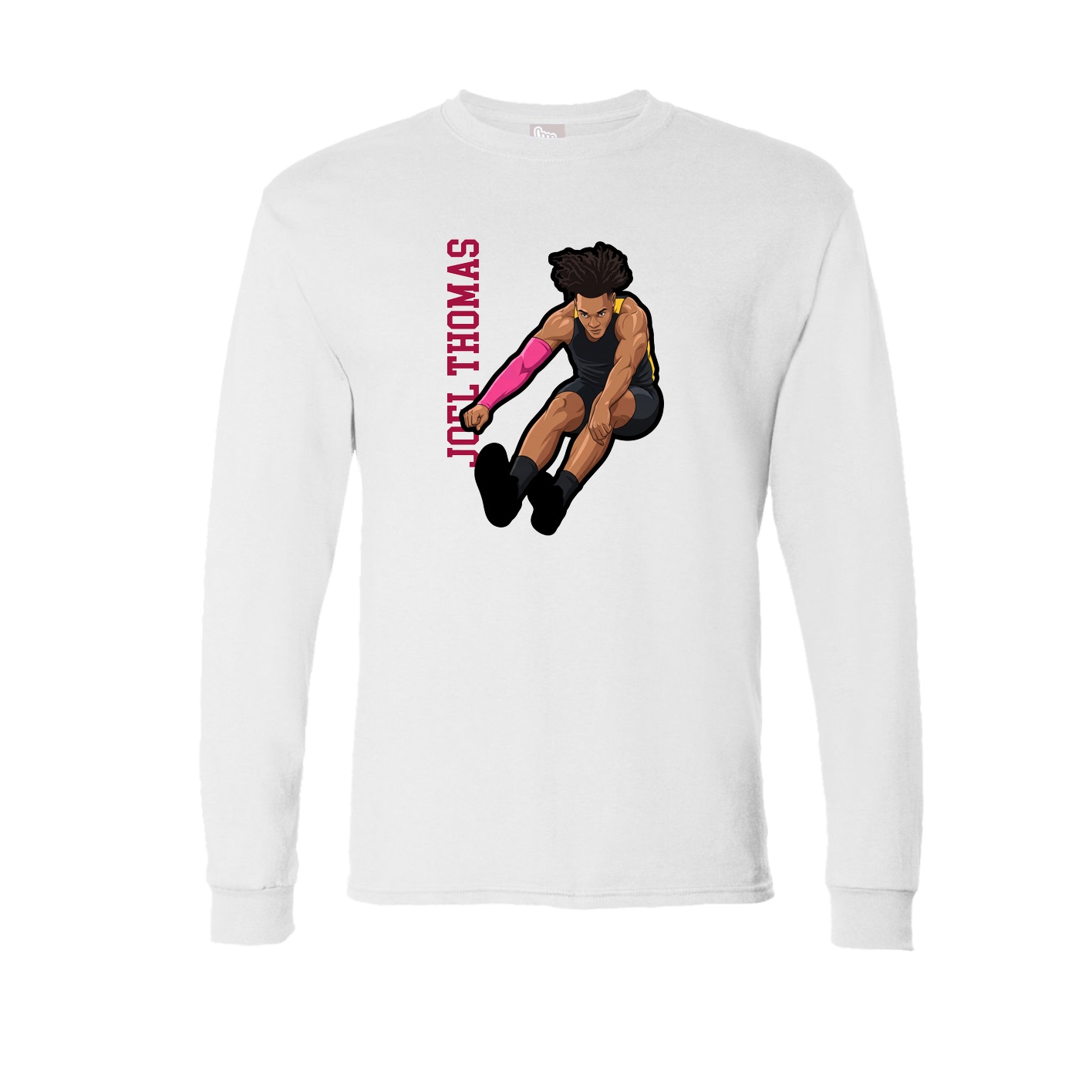 Long Sleeve Tee — Name Vertical in White