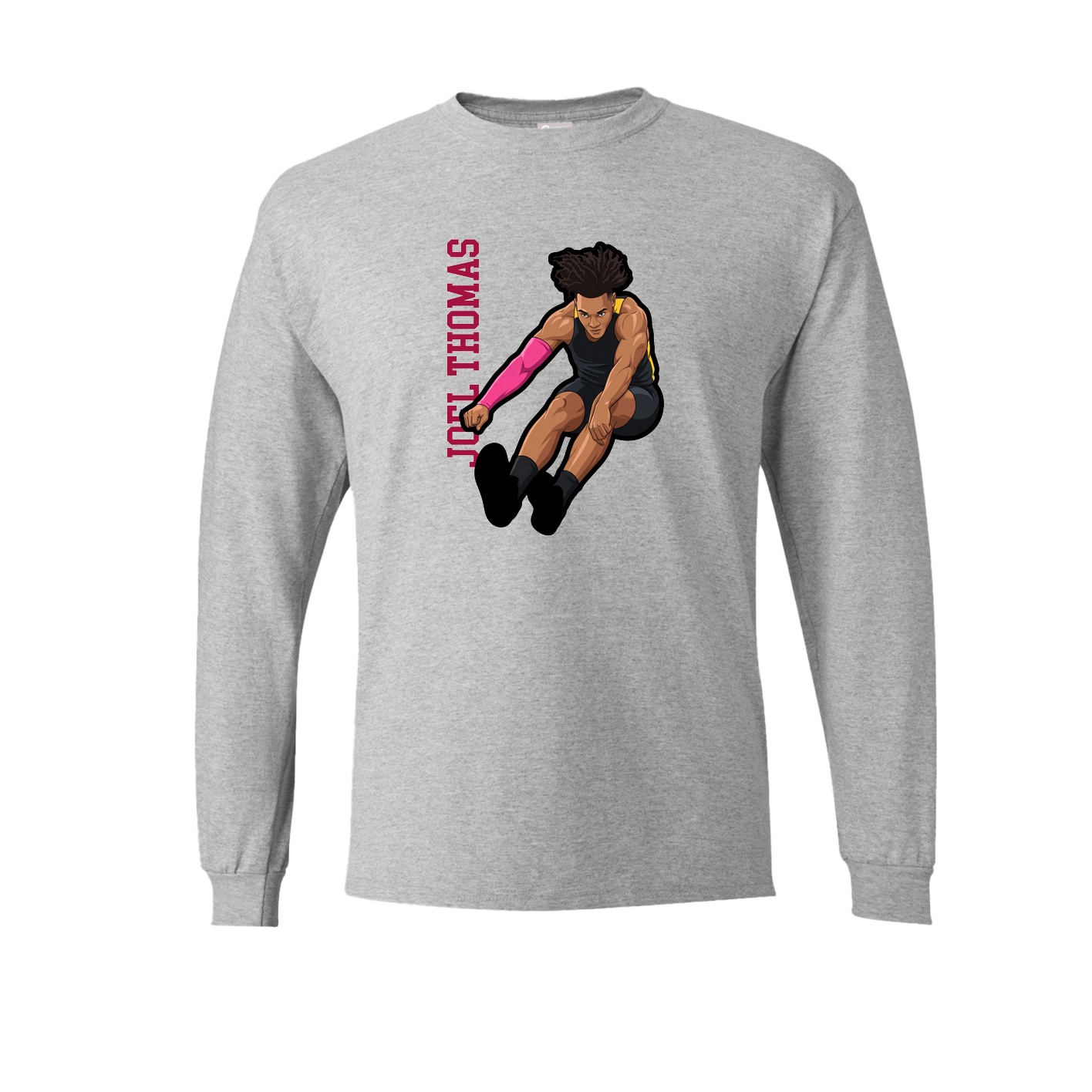 Long Sleeve Tee — Name Vertical in Grey