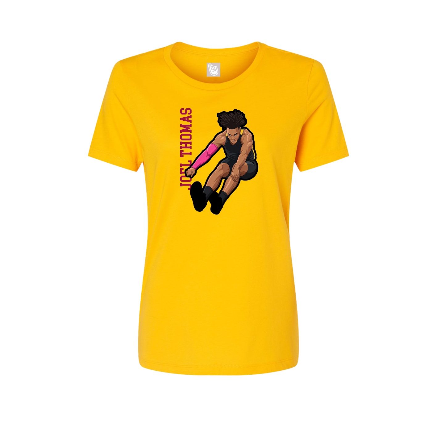 Womens Tee — Name Vertical in Gold