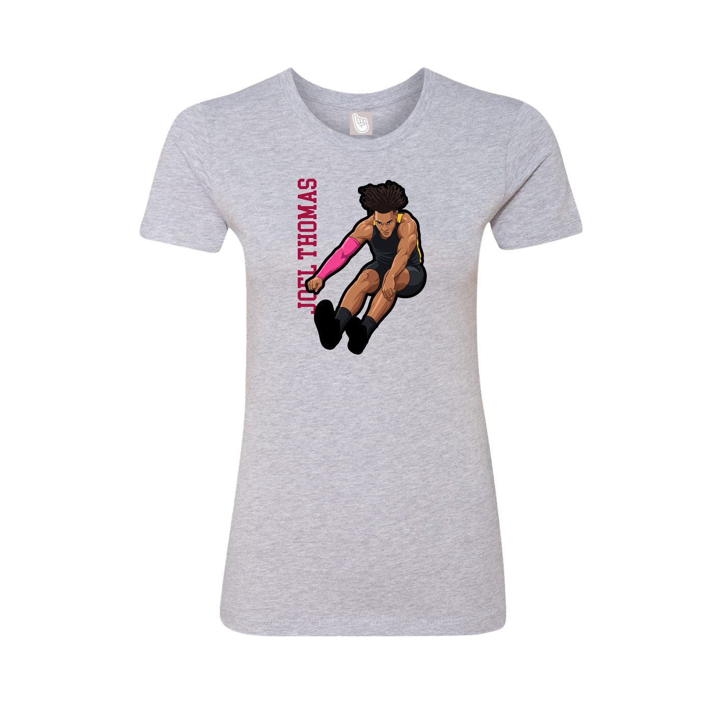 Fitted Women's Tee — Name Vertical in Grey