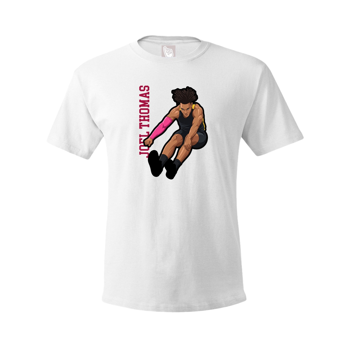 Youth Tee — Name Vertical in White