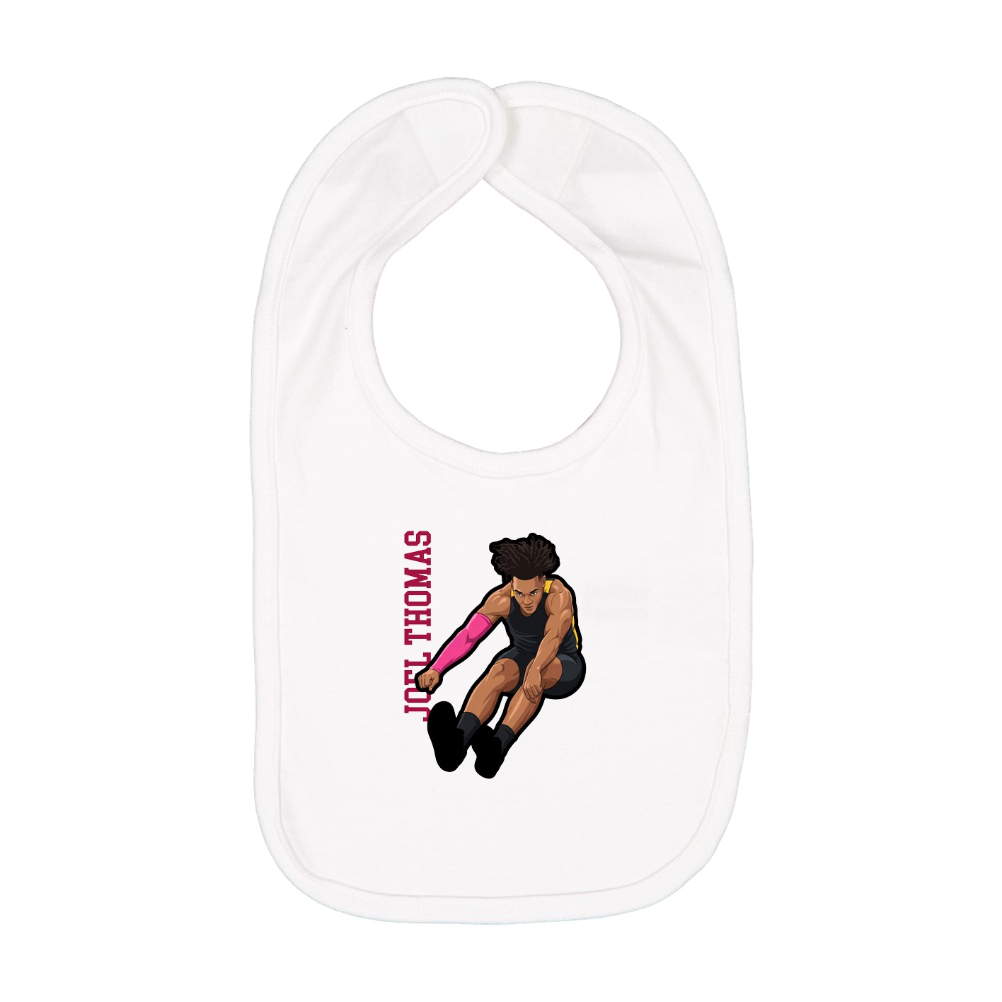 Infant Bib — Name Vertical in White