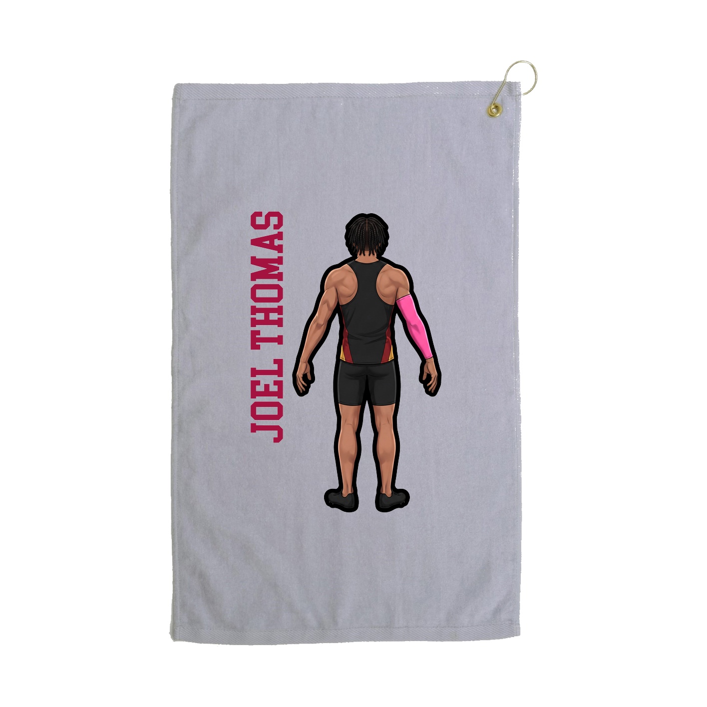 Golf Towel — Name Vertical in Grey