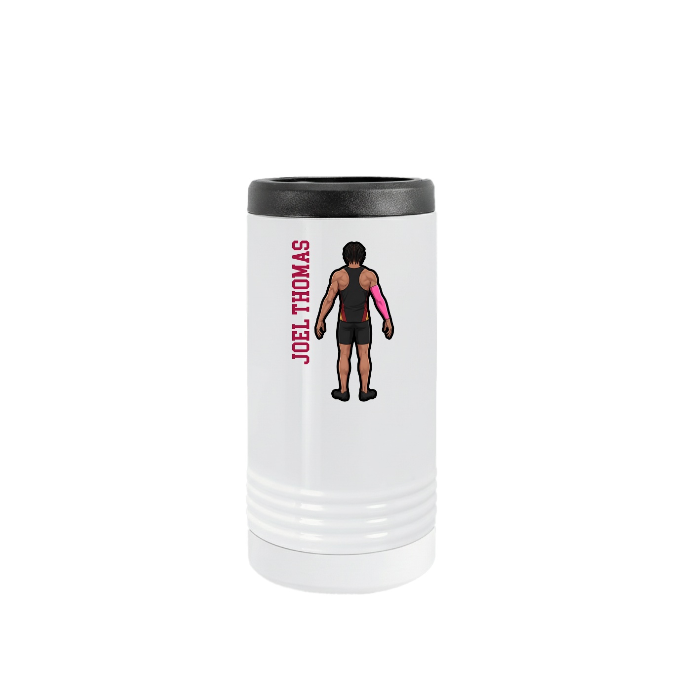 Slim Beverage Holder — Name Vertical in White