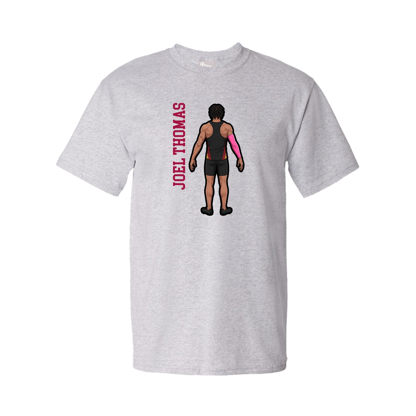 Youth Tee — Name Vertical in Grey