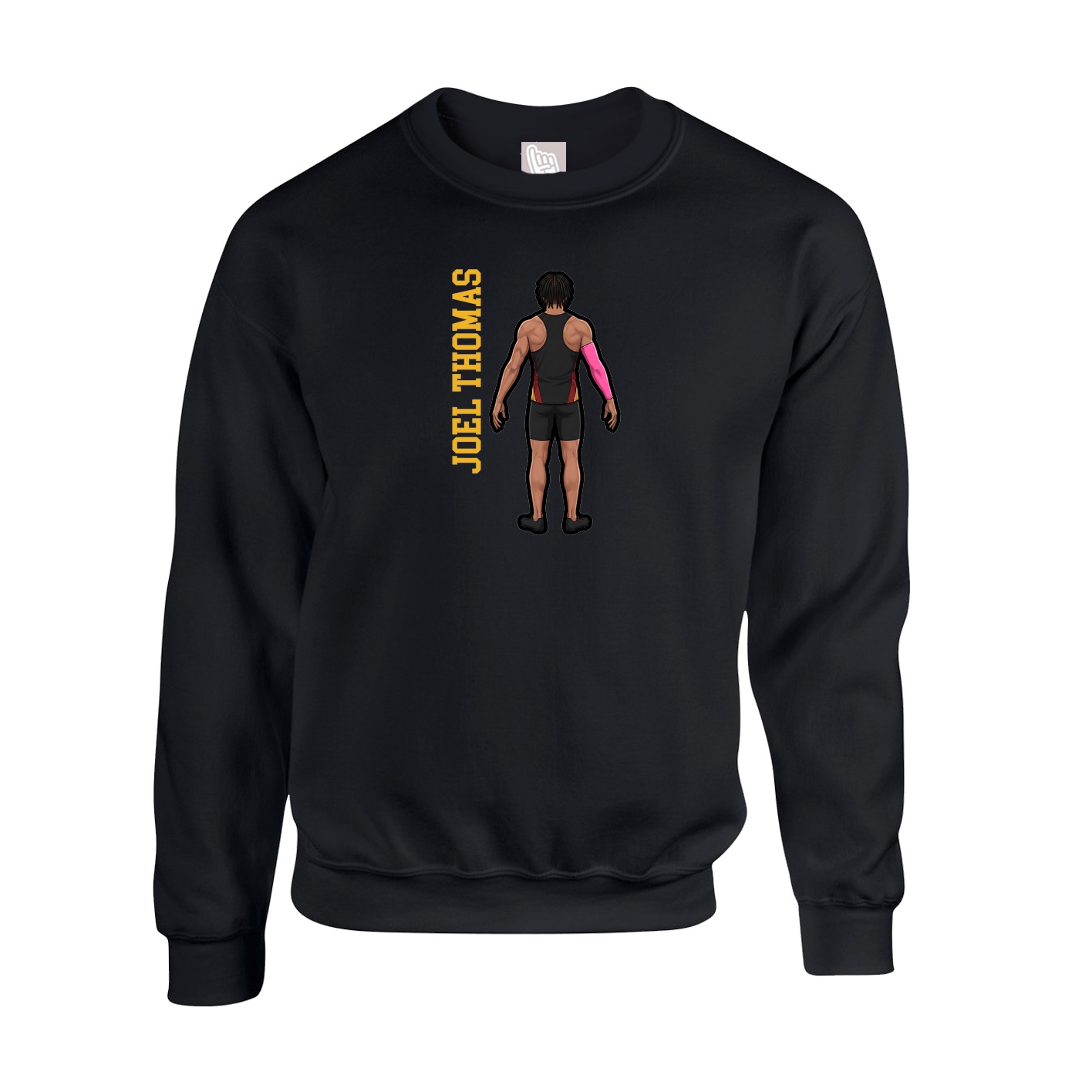 Fleece Crew — Name Vertical in Black