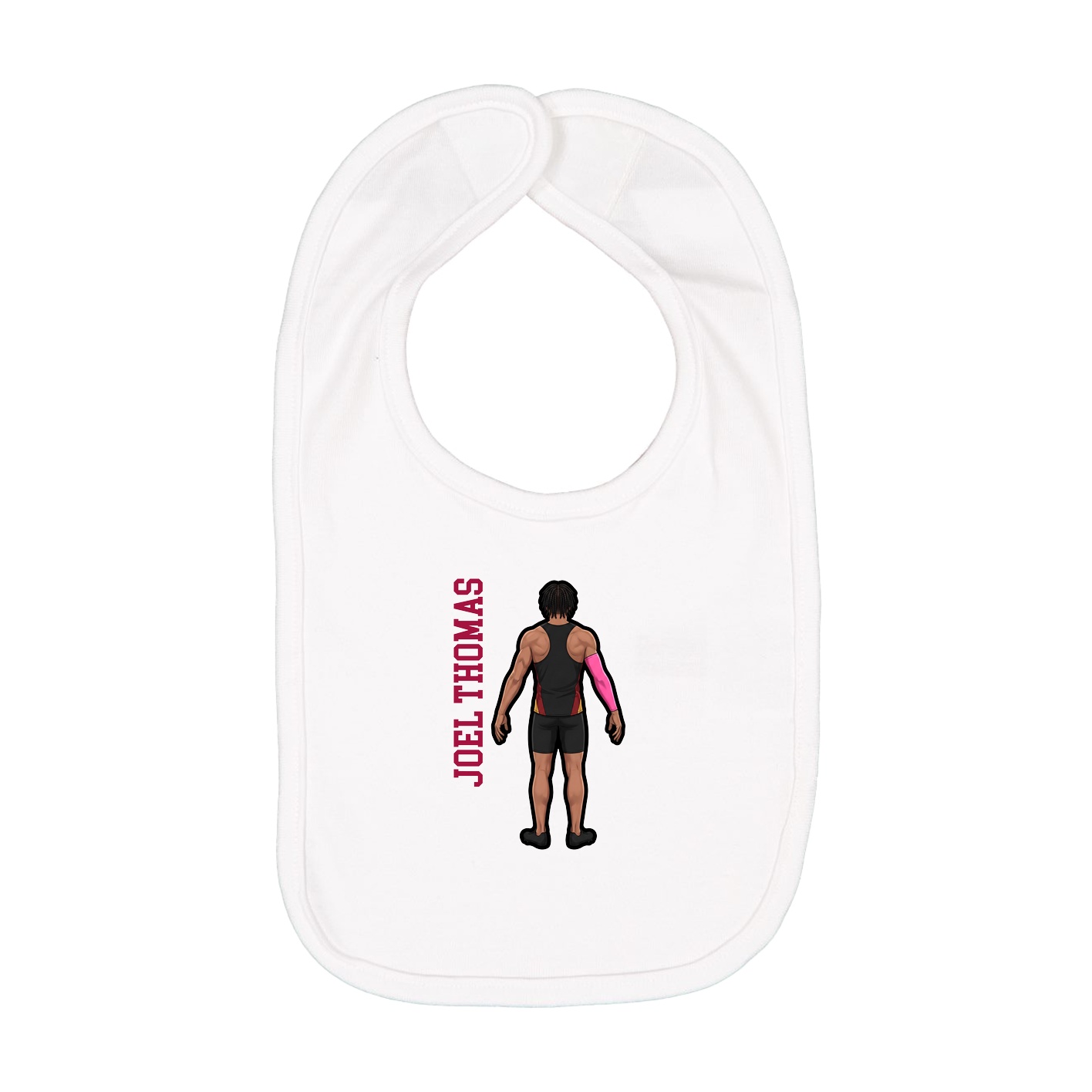 Infant Bib — Name Vertical in White